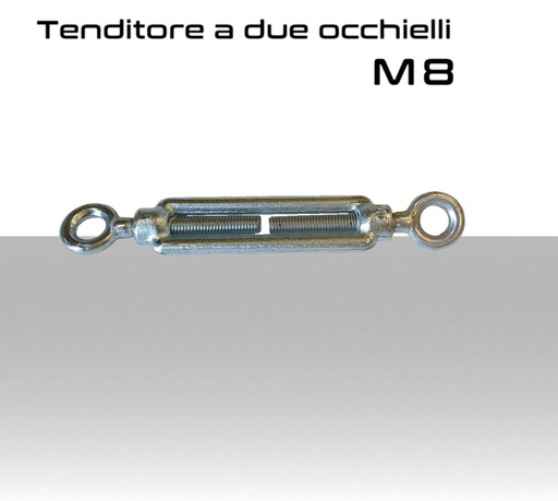 [MS0544] Tenditore a due occhi zincato filetto M8 mm occhiello dIametro 11 mm