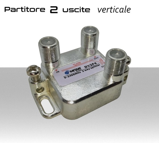 [MS2385] Partitore tv 2 uscite verticali a connettore F schermato in classe A divisore banda TV e Satellite Mitan DV2F4