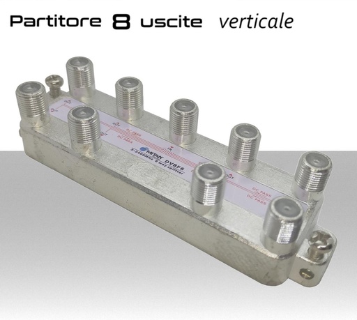 [SA2389] Partitore tv 8 uscite verticali a connettore F schermato in classe A divisore banda TV e Satellite Mitan DV8F6