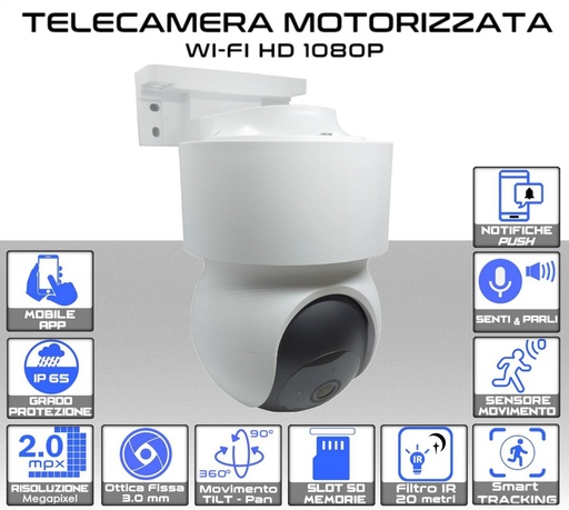 [MS0422] Telecamera motorizzata wifi da esterno full hd  senza fili con audio e rotazione Pan&Tilt 360°