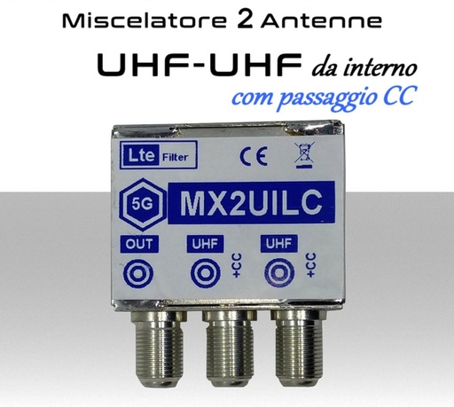 [SA2782CC]  Miscelatore antenna TV a 2 ingressi UHF- UHF con passaggio DC contenitore schermato LTE