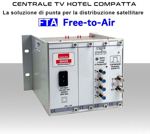 [MS80428] Centrale TV Hotel 16 canali satellitari centralizzati per servizi gratuiti modello Emme Esse 80428  