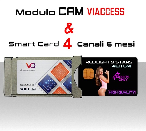 [MS0059+0054] Cam Viaccess completa di smart card Pay-TV Erotica 4 canali 6 mesi trasmissioni 24/24