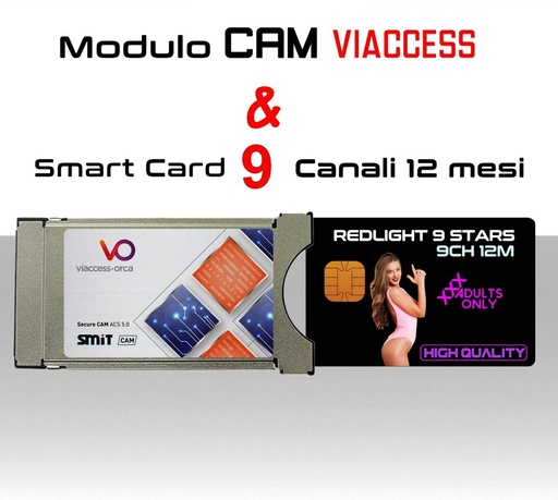 [MS0059-0040] Cam Viaccess completa di smart card Pay-TV erotica 9 canali 12 mesi trasmissioni 24/24