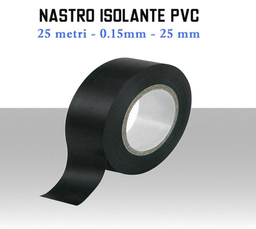 [MS1185] Nastro isolante in PVC nero per elettricista  adesivo in rotolo larghezza 25 mm