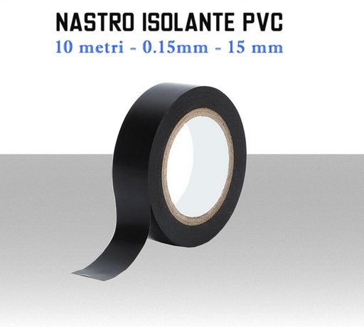 [SA1173] Nastro isolante in PVC nero per elettricista adesivo in rotolo larghezza 15 mm