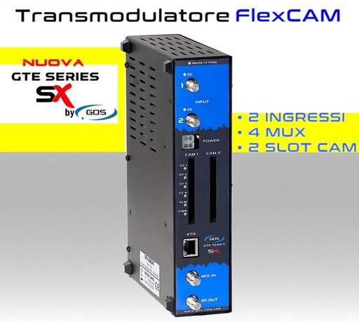 [MS2SX24T] Transmodulatore GDS serie GTE-SX a 2 ingressi SAT multistream 2 slot FlexCAM