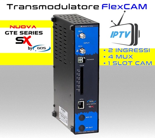 [MS2SX1IP] Transmodulatore IPTV serie GTE-SX a 2 ingressi SAT multistream 1 slot FlexCAM