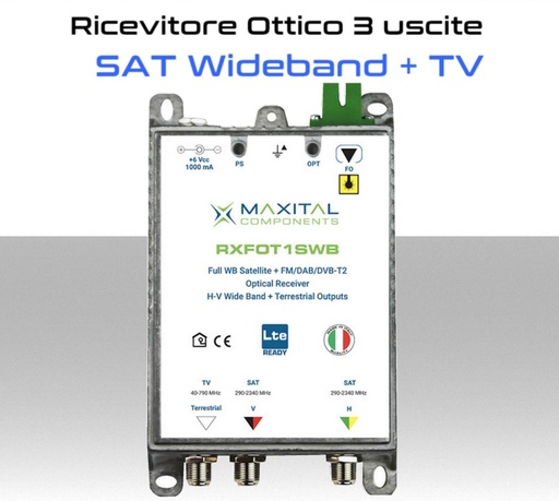 [MSRXFOT1SWB] Ricevitore Ottico SAT Wideband e DTT a 3 uscite RF