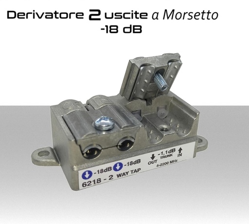 [MS3106] Derivatore antenna 2 uscite a morsetto attenuazione -18dB per SAT/DTT Telewire 6218