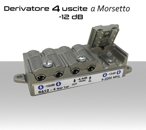 [MS3107] Derivatore antenna 4 uscite a morsetto attenuazione -12dB per SAT/DTT Telewire 6412