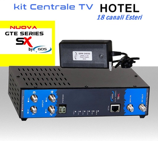 [MSKIT18] Centrale TV Hotel 18 canali SAT esteri hospitality GTE-04004