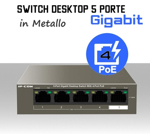 [SA0436] Switch Ethernet PoE Gigabit Lan 4 porte PoE modello IP-COM 