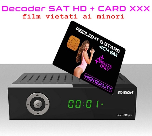 [MS2902+0054] Decoder completo di card film HD per adulti 4 canali 6 mesi 24h