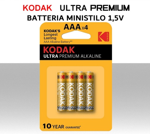 [SA0608M] Batterie ministilo alcaline KODAK ULTRA AAA 1,5V Confezione 4pz.