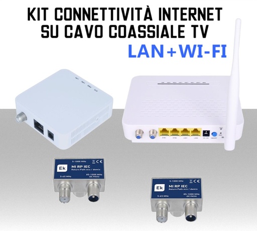 [MS1595] Estensore di segnale internet su cavo antenna coassiale TV Ekoax LAN+Wireless