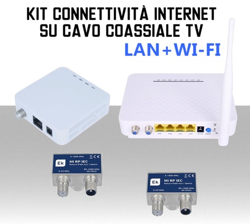 [SA1595] Estensore di segnale internet su cavo antenna coassiale TV Ekoax LAN+Wireless