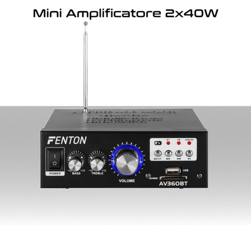 [MS04200106] Amplificatore audio stereo bluetooth radio mp3 sistema audio 2X40W (8 ohm)