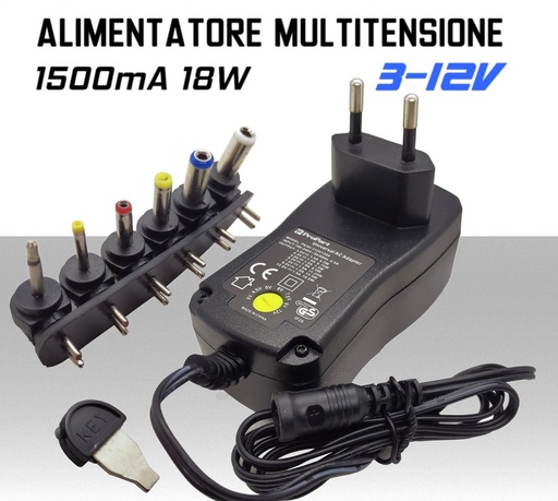 [MS0461] Alimentatore universale regolabile 3-12Vdc 1500mA 18W