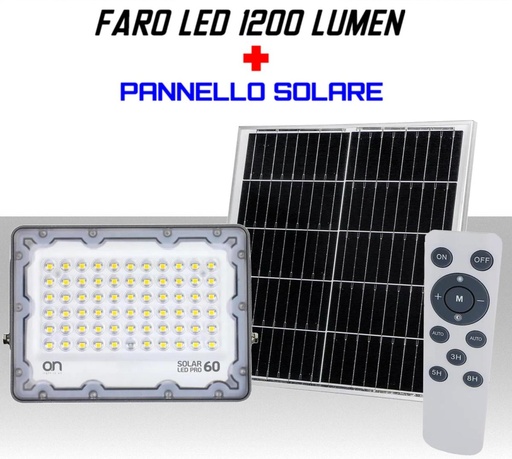 [MS2211] Faro Led con pannello solare e telecomando 1200 lumen lunga durata