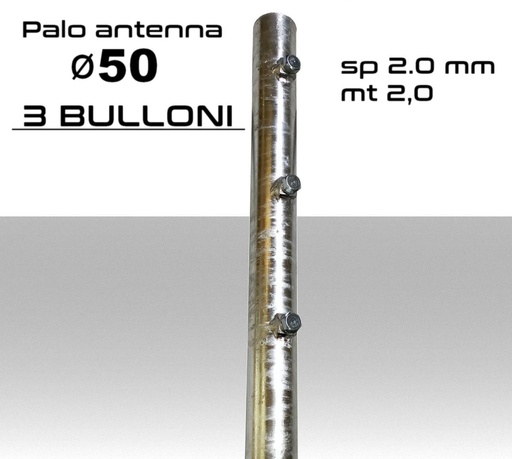 [MSPST0057] Palo antenna singolo 2 metri diametro ø 50 spessore 2 mm