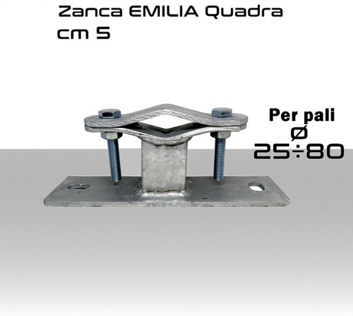 [SAZTL0005F] Zanca emilia 5 cm tubo quadro per pali antenna diametro 25÷80 mm