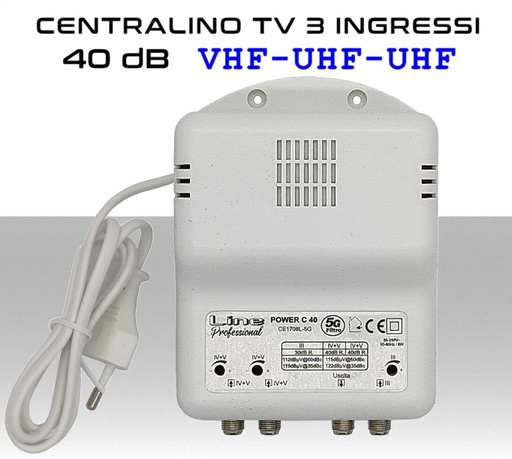 [CE1708L-5G] Centralino antenna TV da interno 3 ingressi BIII- UHF- UHF 40dB serie CE1708L-5G