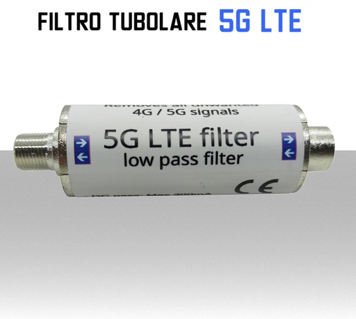 [SAFL5GT] Filtro antidisturbo lte 5G  banda UHF 21-48  tubolare coassiale antenna TV schermato 