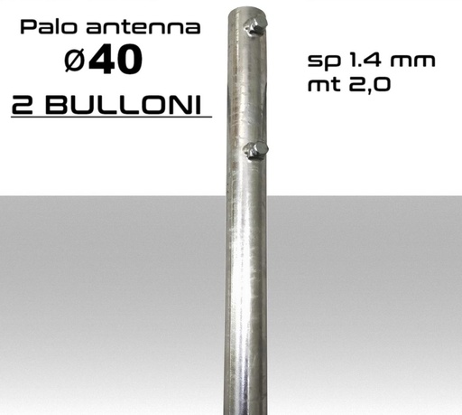 [MSPST0035] Palo antenna singolo 2 metri diametro ø 40 spessore 1,4 mm