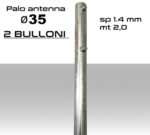 [MSPST0034] Palo antenna singolo 2 metri diametro ø 35 spessore 1,4 mm