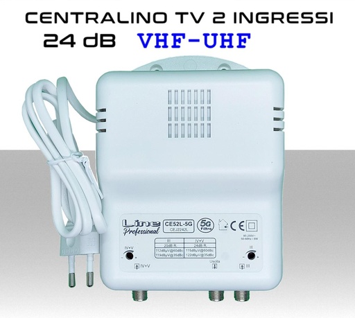 [MSCE52L-5G] Centralino antenna TV da interno 2 ingressi BIII-UHF 24dB serie CE52L-5G