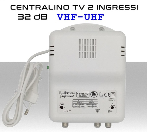 [CE55L-5G] Centralino antenna TV da interno 2 ingressi BIII / 21:48 32dB Regolabile - Modello CE55L-5G