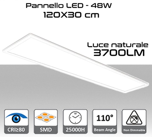 [MS0149] Pannello LED 120x30cm 48W luce naturale 4000K lumen 3700