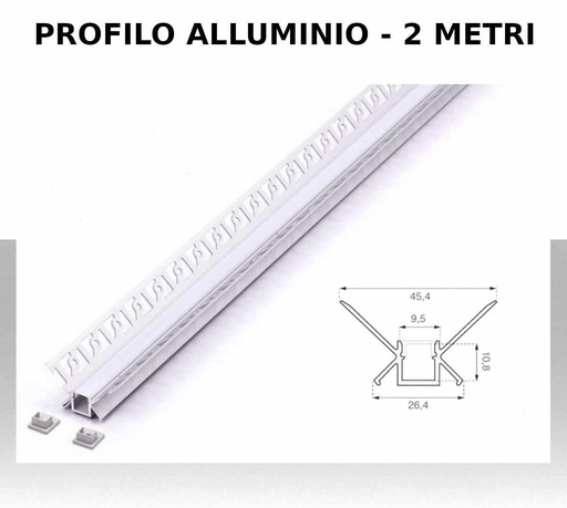 [SKU-3362] Profilo Alluminio ad Incasso per Cartongesso Angolare Interno