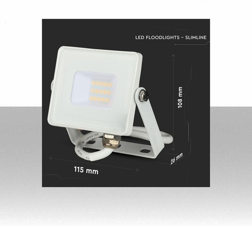 [SKU-427] Faro LED SMD Chip Samsung 10W Colore Bianco 3000K IP65 - 800 Lumen