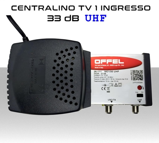 [MS3213] Centralino antenna TV da interno 1 ingresso UHF 33dB serie Offel 26-111