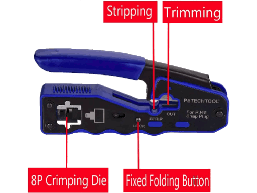 [CRI-B]  Pinza Crimpatrice in acciao per connettori RJ45 / RJ12 / RJ11 compatta  