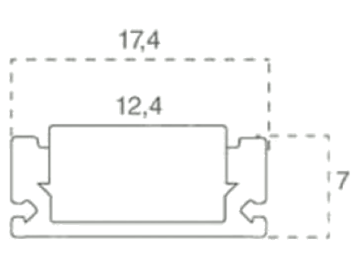 [SKU-3355] Profilo in Alluminio per Strip LED (Max l: 12,4mm) Copertura Satinata 2000 x 17,4 x 7mm