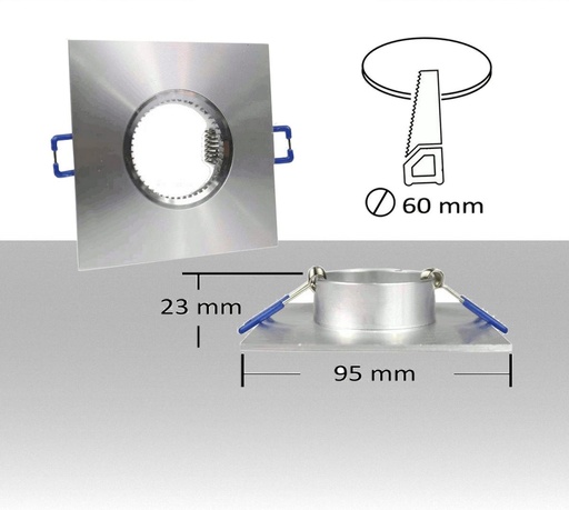 [LI-P9GU10A] Porta lampadina quadrato per GU10 ad incasso colore argento. Confezione 2Pz