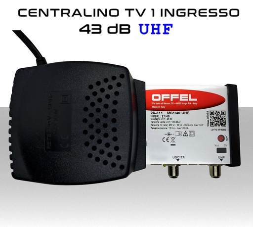 [MS3215] Centralino antenna TV da interno 1 ingresso UHF 43dB serie Offel 26-311