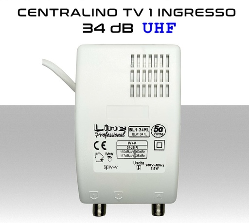 [SABL1-34RL] Centralino antenna TV da interno 1 ingresso UHF 34dB serie BL1-34RL