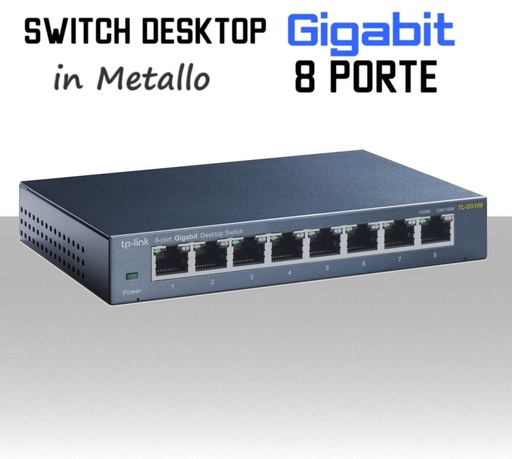 [MS0455] Switch Ethernet 8 porte Gigabit Lan in metallo modello Desktop tp-link