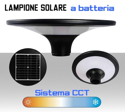 [SA0483] Lampione solare LED a batteria da esterno IP65 luce naturale e calda lumen 2550  