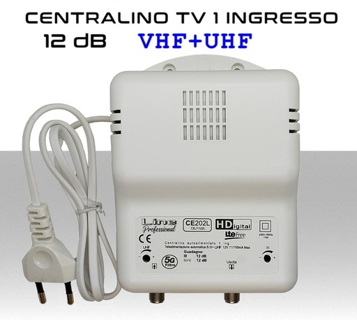 [CE202L-5G] Centralino TV autoalimentato 1 ingresso 21:48 12dB regolabile con alto livello d'uscita di 121dBuV@35dBc serie CE202L-5G