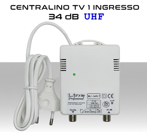 [BL1-34RLT] Centralino antenna TV da interno 1 ingresso UHF 34dB telealimentazione serie BL1-34RLT