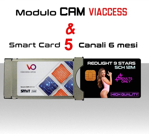 [MS0059-0042] Cam Viaccess completa di smart card Pay-TV erotica 5 canali 6 mesi trasmissioni 24/24