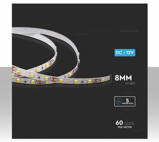 [SKU-2931] Strip LED SMD4040 8W/m 60 LED/m 3000K 12V IP20 8mm - Rolla da 5 metri - 800 lumen/metro