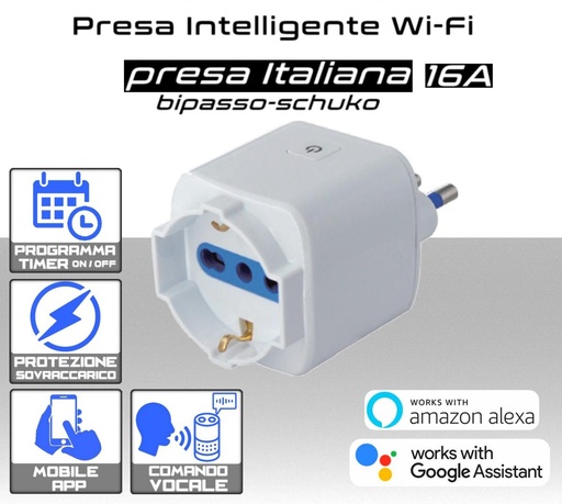 [SA0225] Presa Intelligente Wi-Fi 16A italiana bipasso-schuko