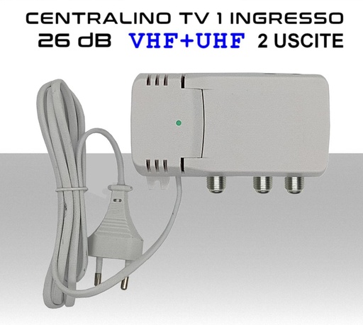 [MS2825] Centralino antenna TV da interno 1 ingresso / 2 uscite BIII-UHF 26dB serie PRO