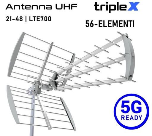 [MS2229] Antenna TV UHF 56 Elementi Triline Silver: 5G Ready